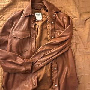 abercrombie faux leather shacket
